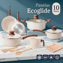 Jogo De Panelas Induçao Antiaderente Cerâmica 10 Peças Ppg Pfoa Free Cor Baunilha e Pfoa FREE Grafite