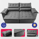 Sofá Retrátil 2,10m Molas E Espuma D33 Thunder. Cama Inbox