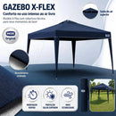 Tenda Gazebo 3x3 Mor X-Flex Sanfonada Oxford Silvercoating Azul-Escuro para Praia, Camping, Jardim, Eventos e Feira Desmontável