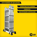 Escada Articulada 4x4 16 Degraus 13 Posições 150kg Alumínio