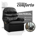 Poltrona ZIVAK Reclinável Top Sofas Premium Preto em Corino para Sala e Amamentação