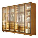 Guarda-roupa Casal 6 Portas Reflectas Com Led 6 Gavetas Cinamomo
