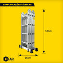 Escada Articulada 4x4 16 Degraus 13 Posições 150kg Alumínio