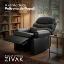 Poltrona ZIVAK Reclinável Top Sofas Premium Preto em Corino para Sala e Amamentação