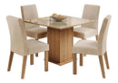 Sala De Jantar Estofada Madesa Evelin Mesa Tampo Vidro Com 4 Cadeiras Cor Rustic/Crema/Imperial MDJA0401037GSIM