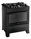 Fogão Atlas 5 Bocas preto Mônaco Top Glass com Acendimento automático Cor Preto e Branco Bivolt