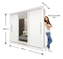 Guarda-roupa Casal Branco 3 Portas Corrediça Espelhada Milão MDF Yescasa