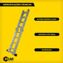 Escada Articulada 4x4 16 Degraus 13 Posições 150kg Alumínio