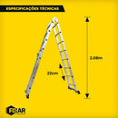 Escada Articulada 4x4 16 Degraus 13 Posições 150kg Alumínio