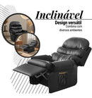 Poltrona ZIVAK Reclinável Top Sofas Premium Preto em Corino para Sala e Amamentação