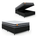 Cama Box Baú Casal Colchão Gazin Molas Flora Bege 138x188x63cm