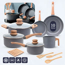 Jogo De Panelas Induçao Antiaderente Cerâmica 10 Peças Ppg Pfoa Free Cor Baunilha e Pfoa FREE Grafite